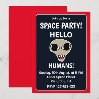 Alien Hello Humans Funny Alien Space Party Einladung