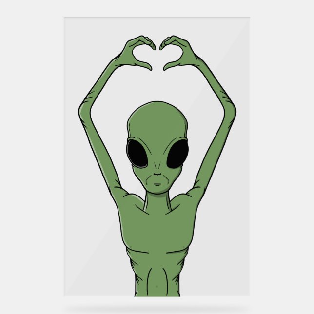 Alien-Herz-Pose Acrylschild (Vorderseite)
