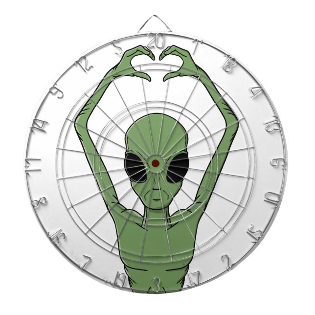 Alien-Herz-Pose Dartscheibe (vorne)