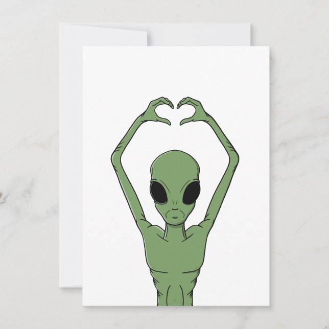 Alien-Herz-Pose Einladung (Vorderseite)