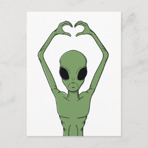 Alien-Herz-Pose Feiertagspostkarte