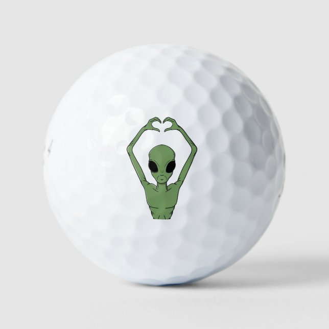 Alien-Herz-Pose Golfball (Vorderseite)