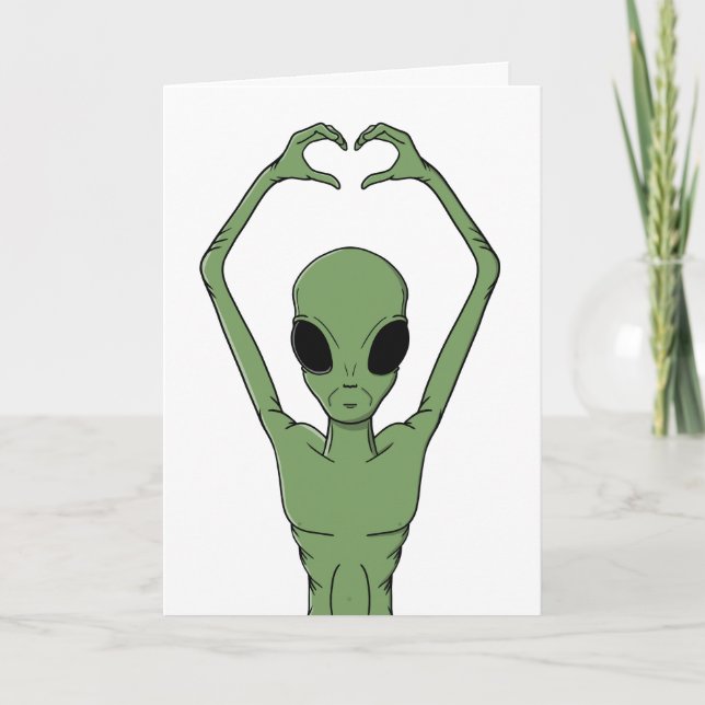 Alien-Herz-Pose Karte (Vorderseite)