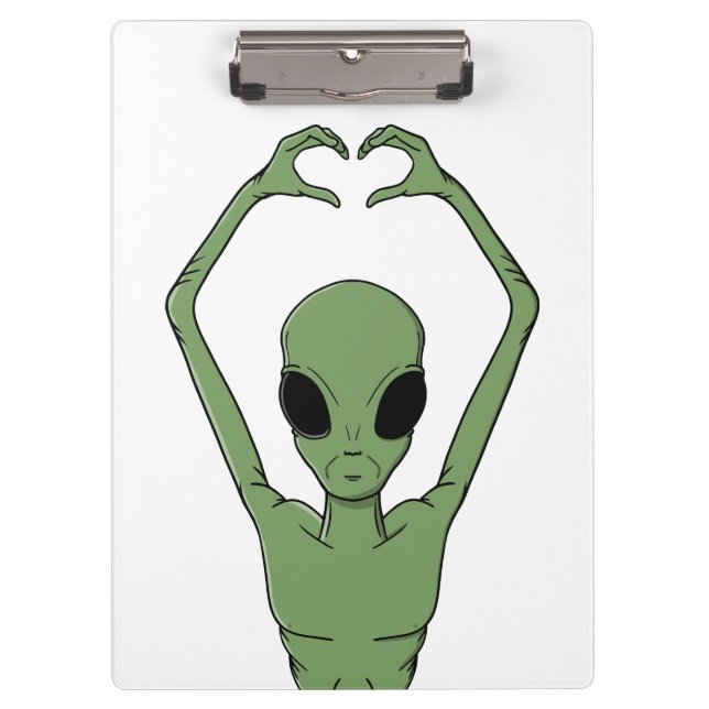 Alien-Herz-Pose Klemmbrett (Vorderseite)