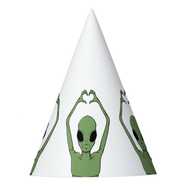 Alien-Herz-Pose Partyhütchen (Vorderseite)