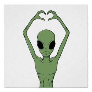 Alien-Herz-Pose Poster