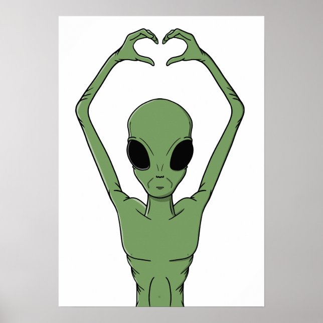Alien-Herz-Pose Poster (Vorne)
