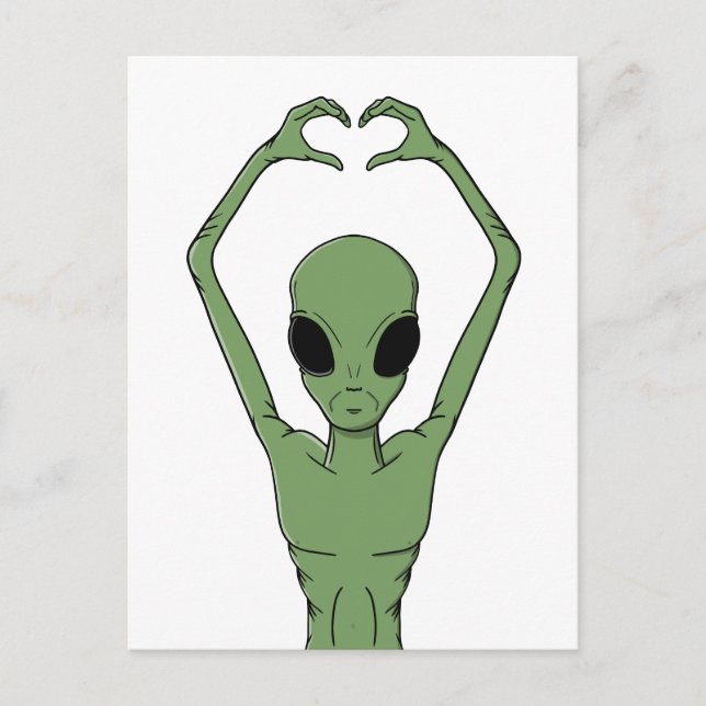 Alien-Herz-Pose Postkarte (Vorderseite)