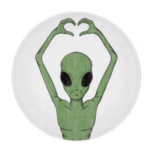 Alien-Herz-Pose Schneidebrett