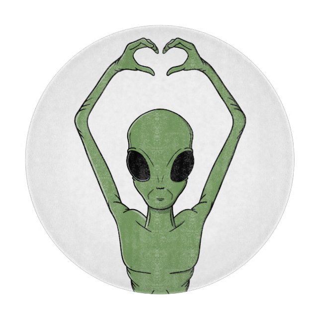 Alien-Herz-Pose Schneidebrett (Vorderseite)