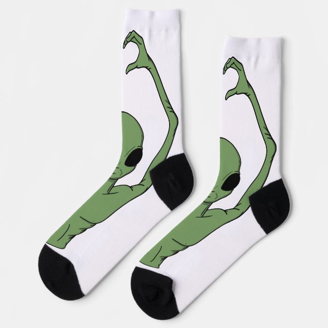 Alien-Herz-Pose Socken (Linkes Detail)