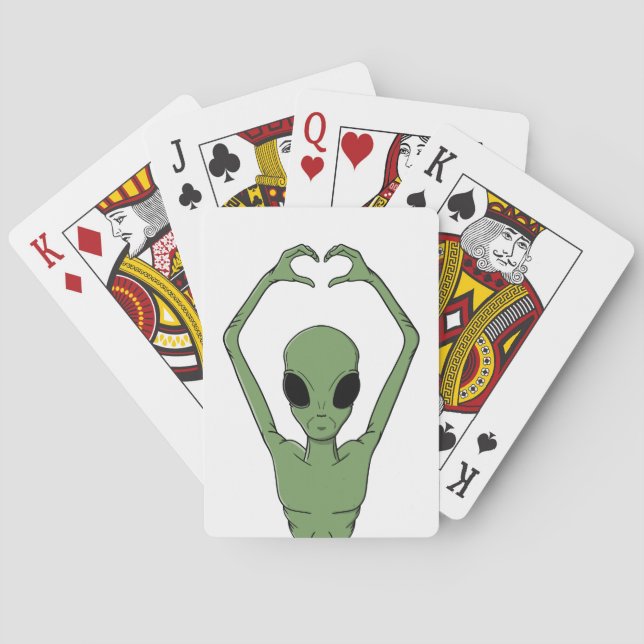 Alien-Herz-Pose Spielkarten (Rückseite)