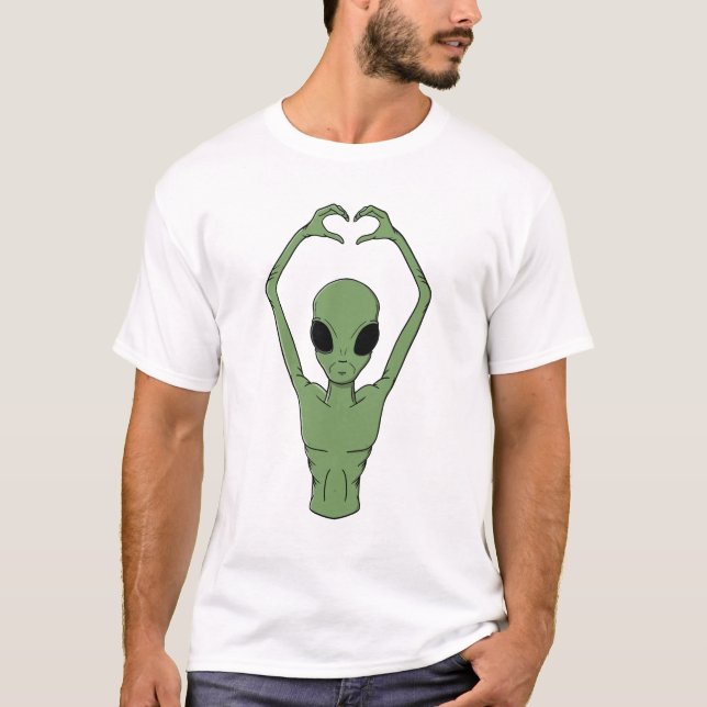 Alien-Herz-Pose T-Shirt (Vorderseite)