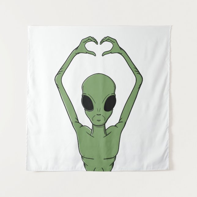 Alien-Herz-Pose Wandteppich (Vorderseite)
