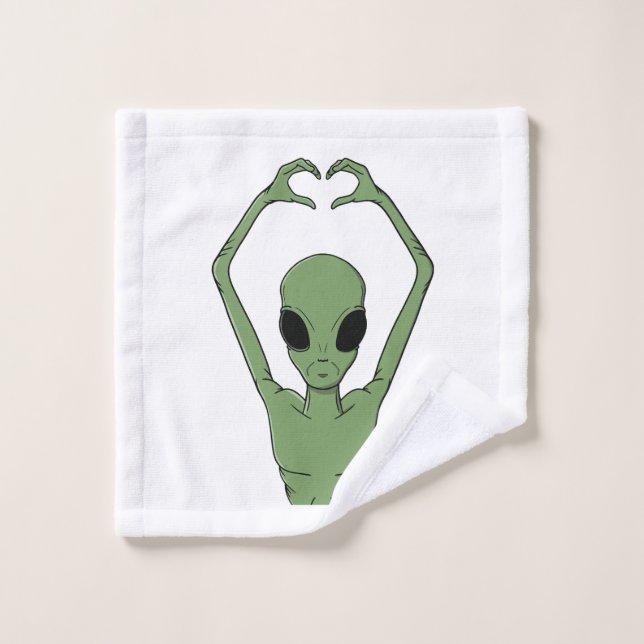 Alien-Herz-Pose Waschlappen (Waschlappen)