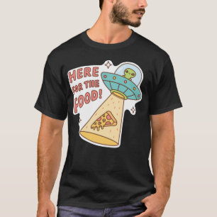 Alien hier für sein Essen Pizza Lustiges Doodle Fa T-Shirt