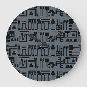 Alien Hieroglyphs Große Wanduhr