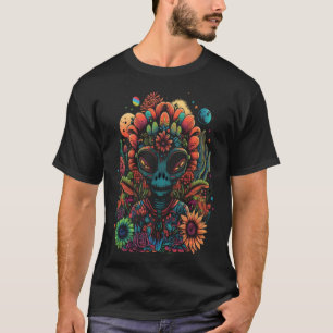 Alien Hippie Blume UFO Extraterrestrisch T-Shirt