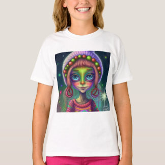 Alien, Hippie Girl Gift. T-Shirt