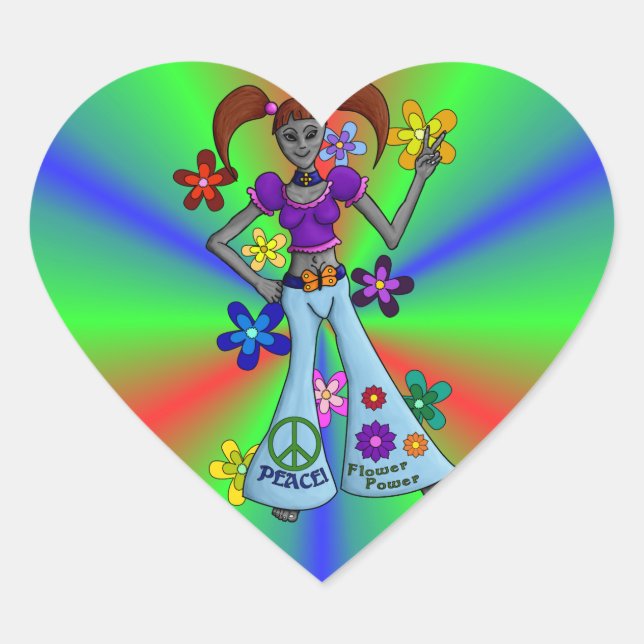 Alien Hippy Heart Herz-Aufkleber (Vorderseite)