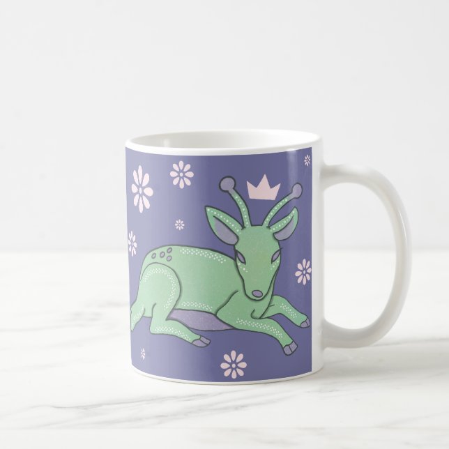 Alien-Hirsch-Volks kunst | Whimsical Grüner Hirsch Kaffeetasse (Rechts)