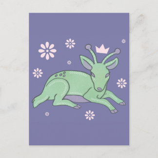 Alien-Hirsch-Volks kunst | Whimsical Grüner Hirsch Postkarte