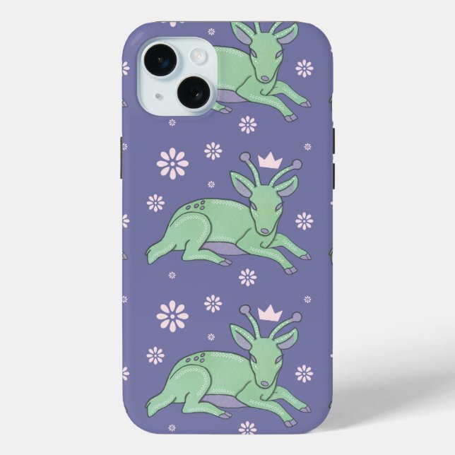 Alien-Hirsch-Volkskunst | Whimsischer grüner Hirsc Case-Mate iPhone Hülle (Rückseite)