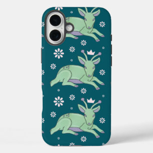 Alien-Hirsch-Volkskunst Whimsischer grüner Hirsc iPhone 16 Plus Hülle