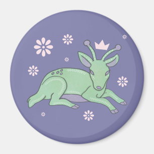 Alien-Hirsch-Volkskunst Whimsischer grüner Hirsc Magnet