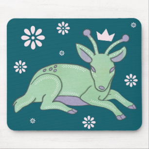 Alien-Hirsch-Volkskunst Whimsischer grüner Hirsc Mousepad