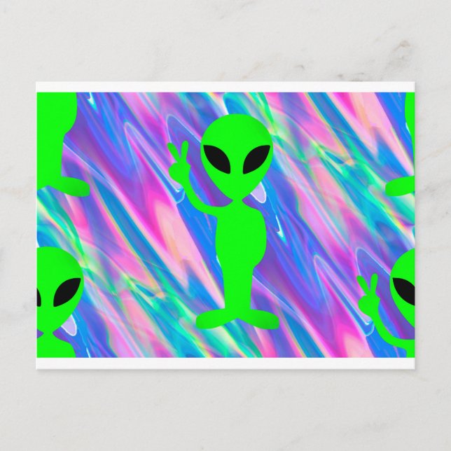 Alien-Hologramm Postkarte (Vorderseite)