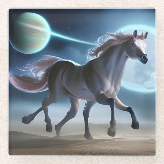Alien Horse Glasuntersetzer (Vorderseite)