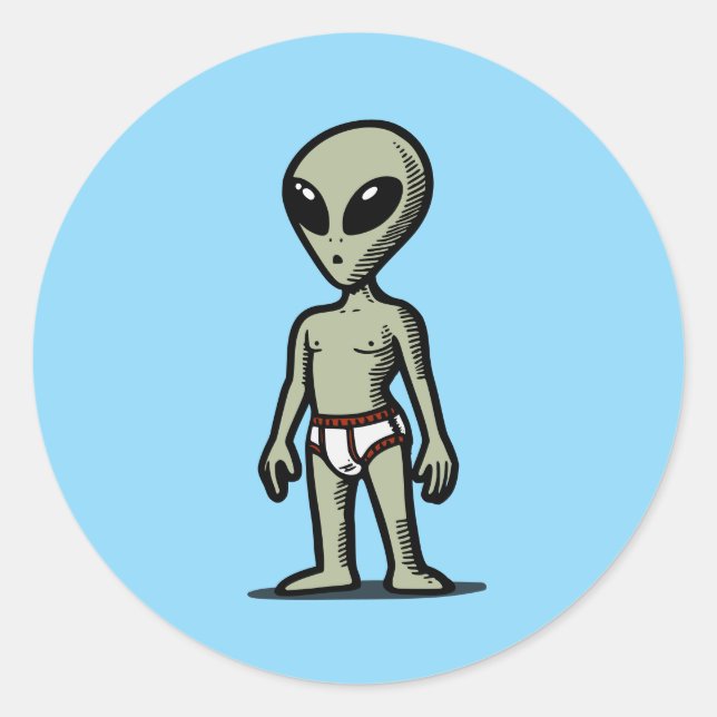 Alien-Hose Runder Aufkleber (Vorderseite)