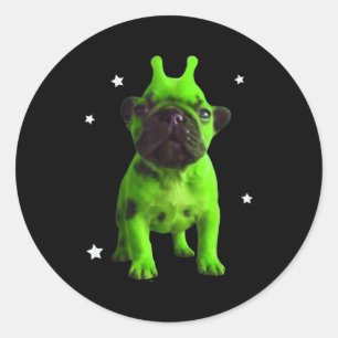 Alien-Hund-Meme Retro Dummer Hund Vintage Weltraum Runder Aufkleber