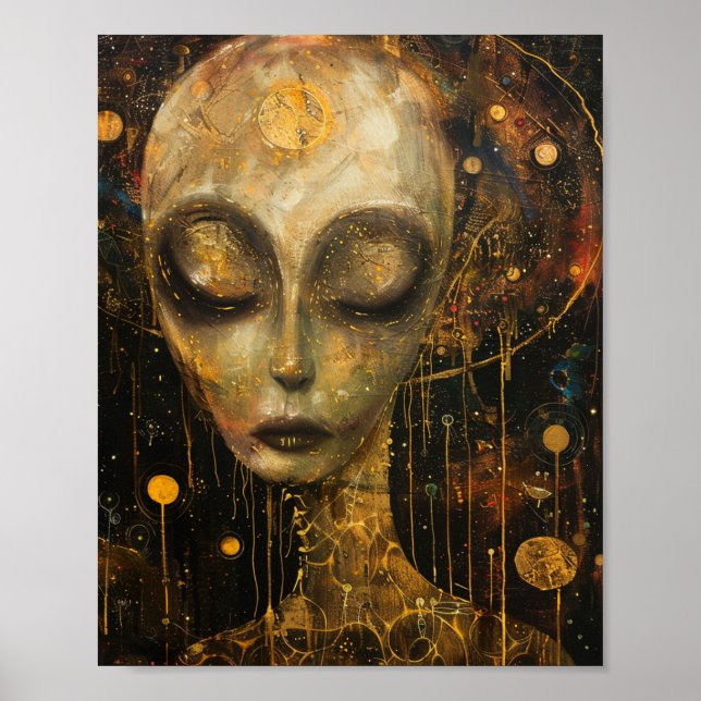 Alien im Klimt-Stil Poster (Vorne)