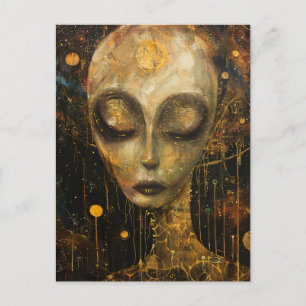 Alien im Klimt-Stil Postkarte