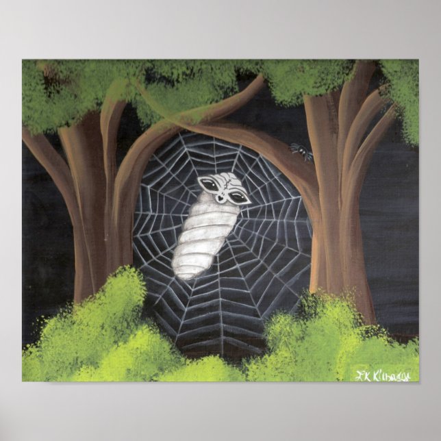 Alien im Spinnennetz gefangen Poster (Vorne)