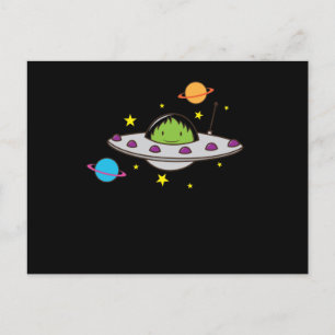 Alien im Ufo Postkarte