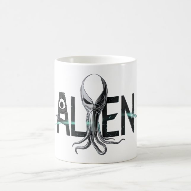 Alien im Weltraum Kaffeetasse (Mittel)