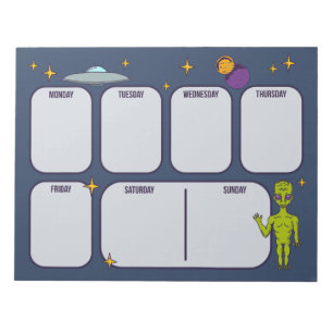 Alien im Weltraum mit Flying Saucer Planner Pad Notizblock