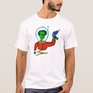Alien im Weltraum mit Laser Gun T-Shirt