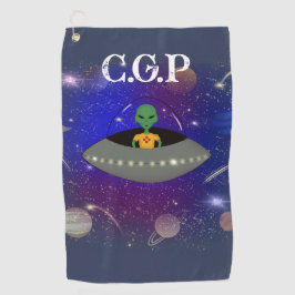 Alien in a Spaceship Wearing a New Mexico t-shirt Golfhandtuch