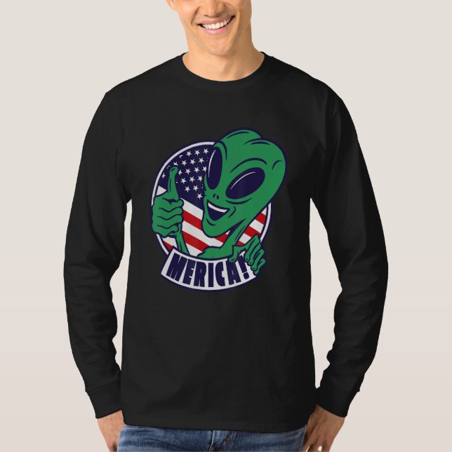Alien in America Flag Extraterrestrial UFO Patriot T-Shirt (Vorderseite)