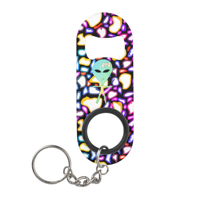 Alien in der Galaxie Mini Flaschenöffner (Vorderseite)