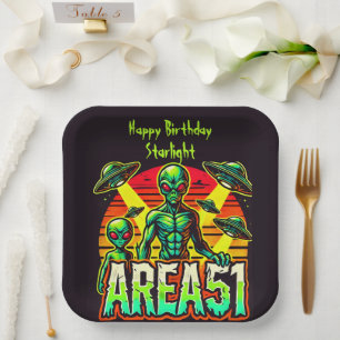 Alien in der Nähe von Gebiet 51 Pappteller