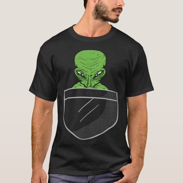 Alien in der Pocket Ufo Space Extraterrestrische T-Shirt (Vorderseite)