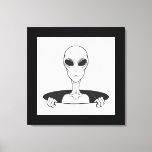 Alien in einem Loch gespannte Leinwanddruck