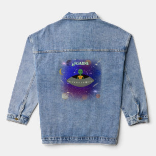 Alien in einem Raumschiff mit einem neuen T - Shir Jeansjacke