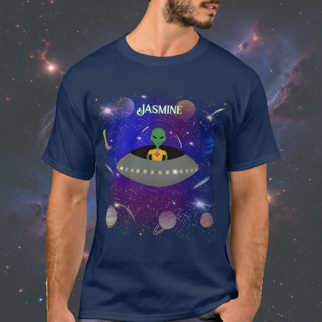 Alien in einem Raumschiff mit einem neuen T - Shir T-Shirt (Von Creator hochgeladen)