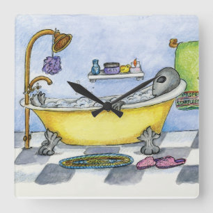 Alien in meiner Badewannen-Wand-Uhr Quadratische Wanduhr